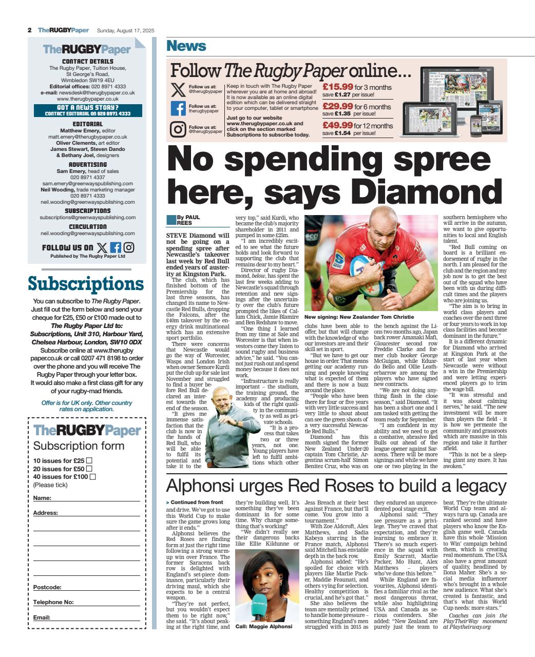 The Rugby Paper Preview Pages
