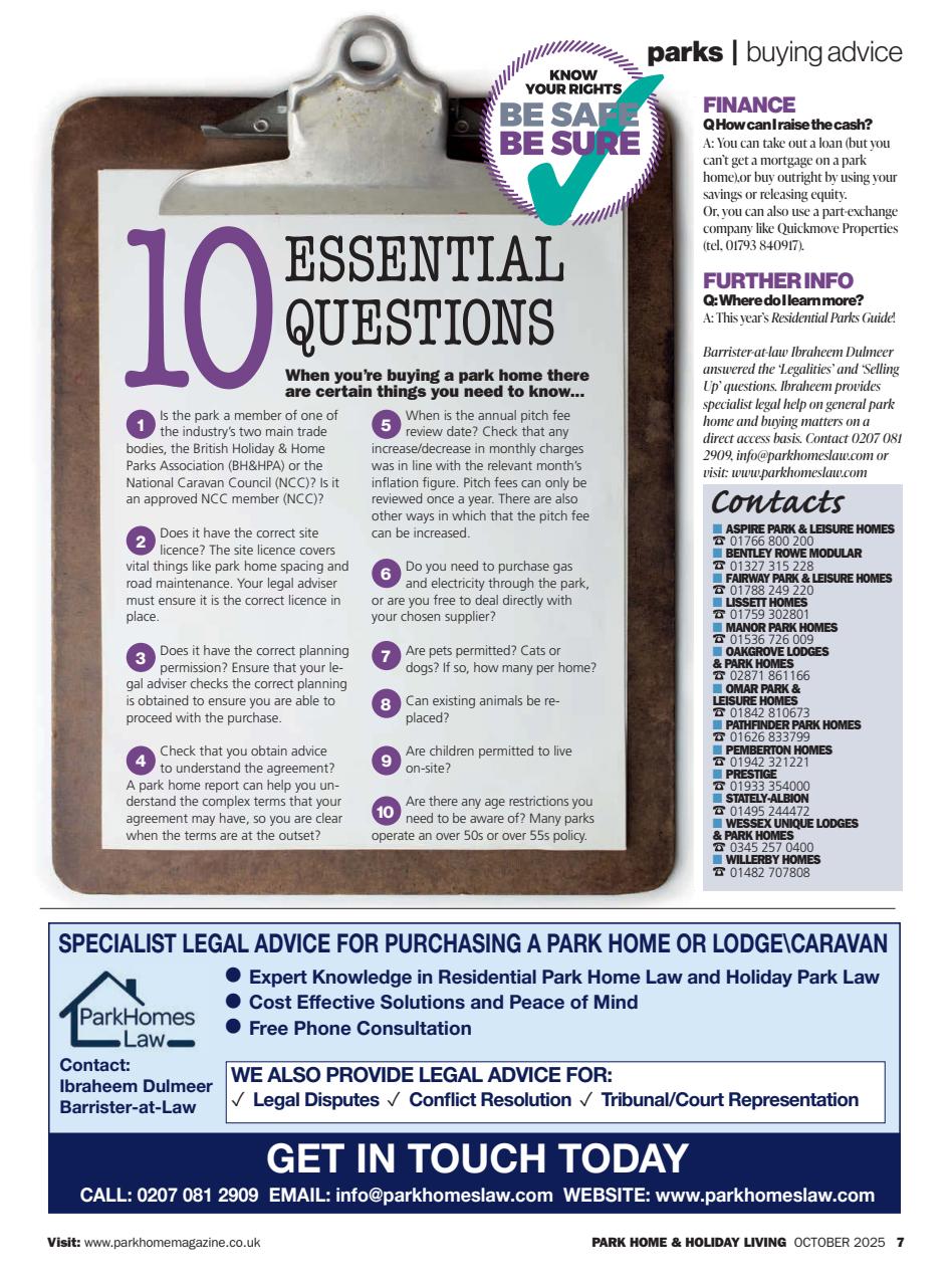 Park Home & Holiday Living Preview Pages