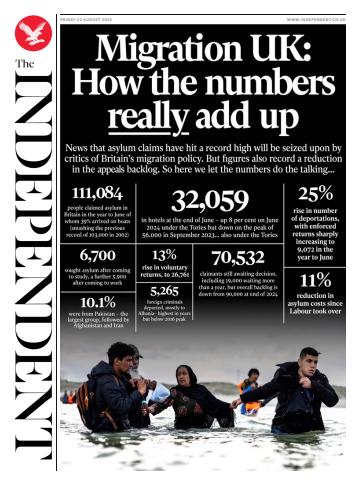 The Independent Daily Edition Newspaper issue Friday, 22 August 2025