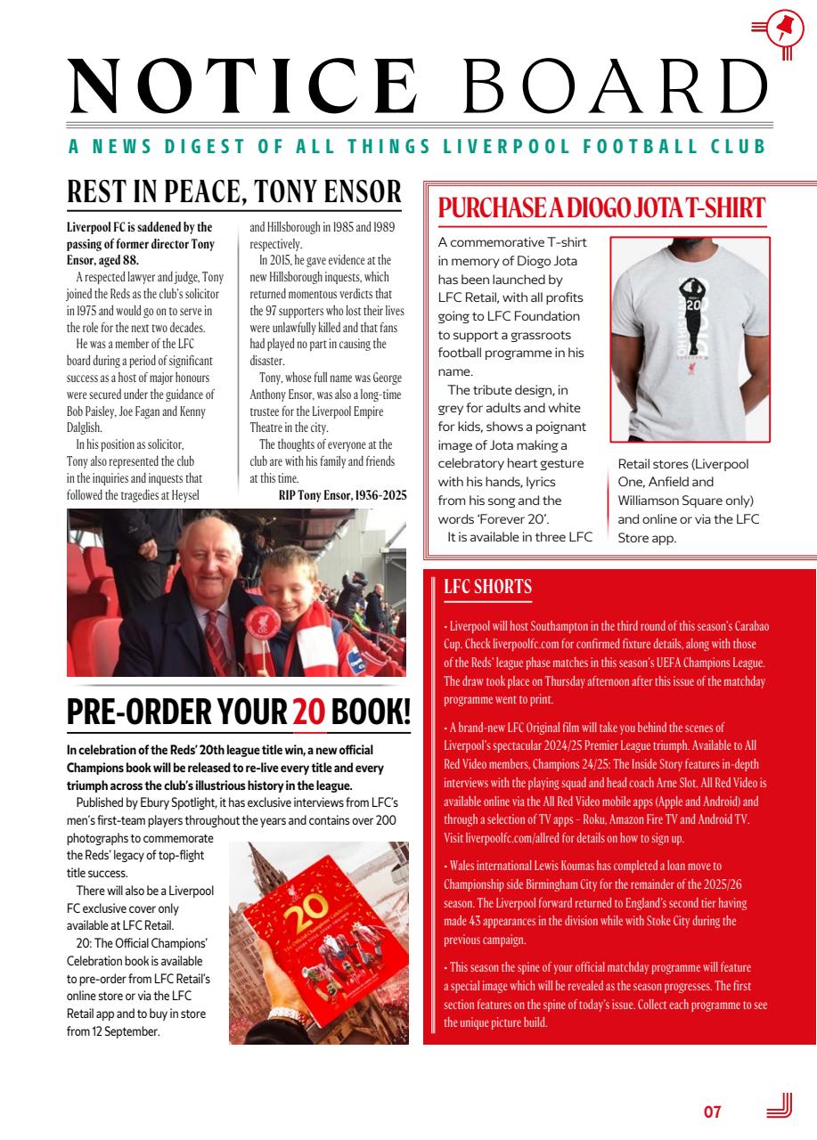 Liverpool FC Programmes Preview Pages