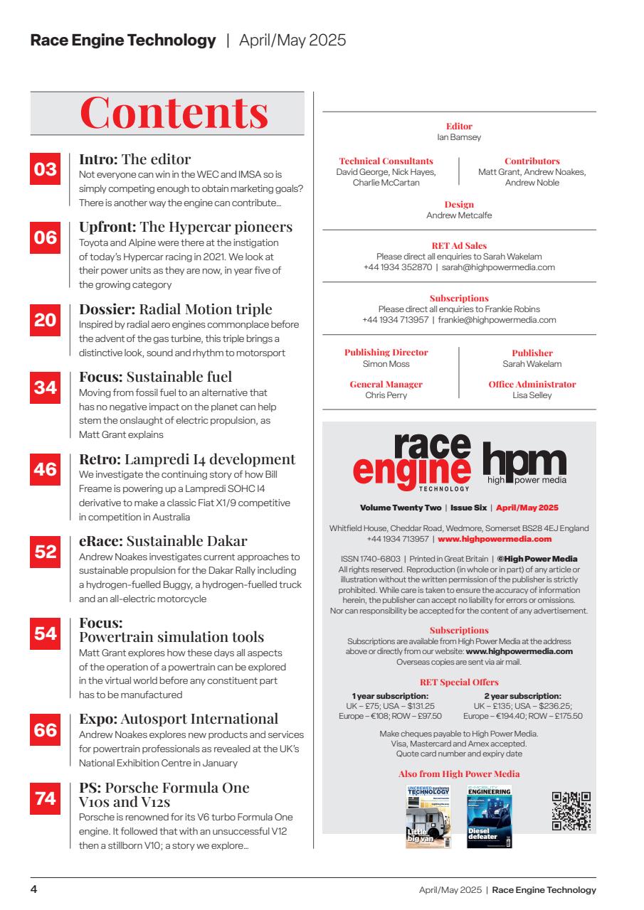 Race Engine Technology Preview Pages