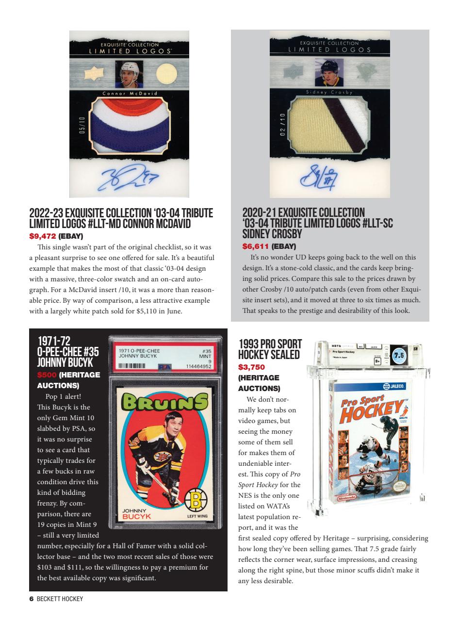 Beckett Hockey Magazine Preview Pages