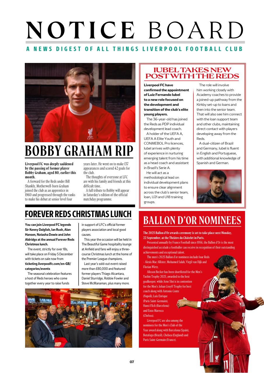 Liverpool FC Programmes Preview Pages