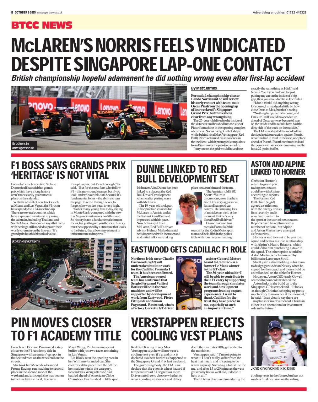 Motorsport News Preview Pages