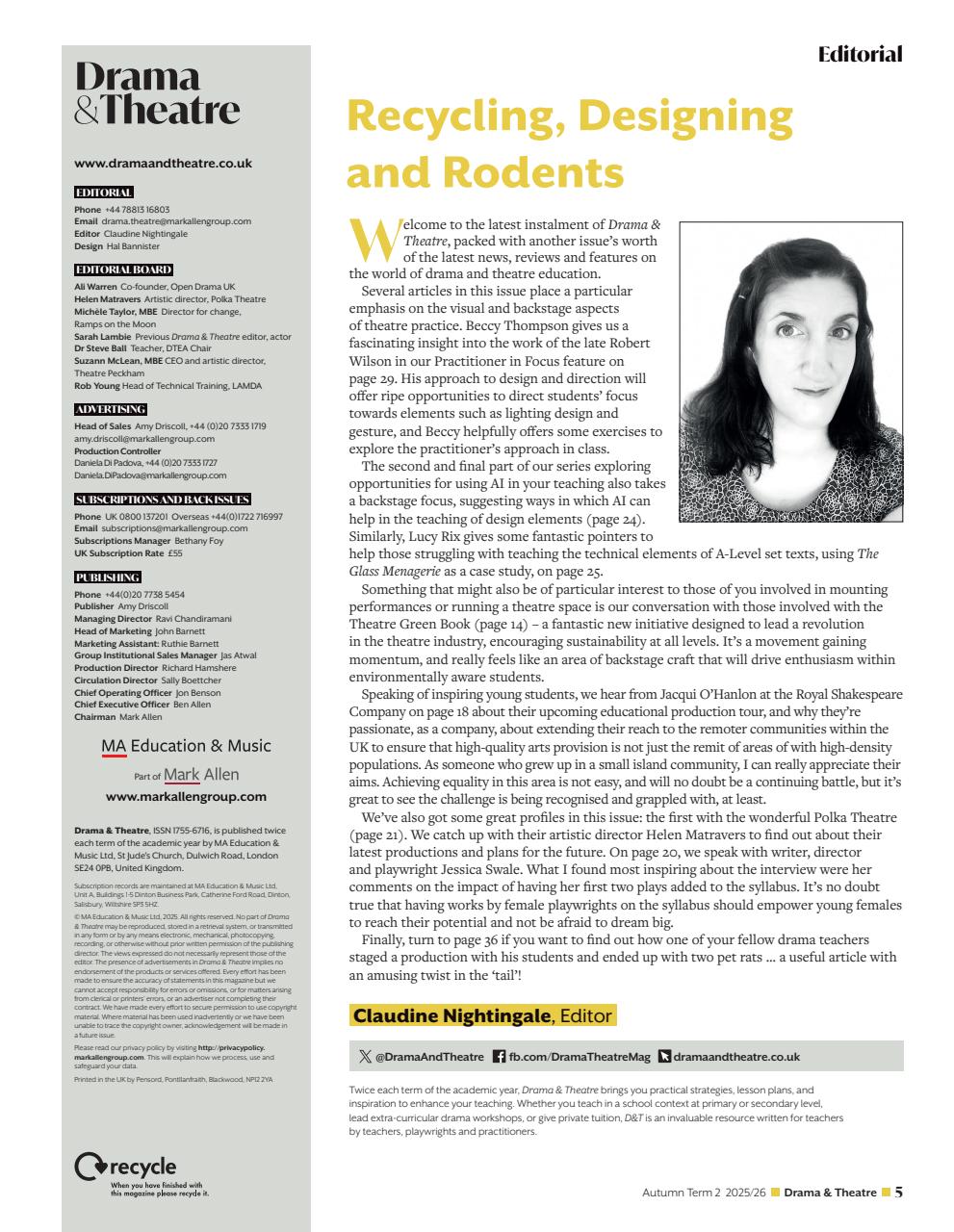 Drama and Theatre Preview Pages