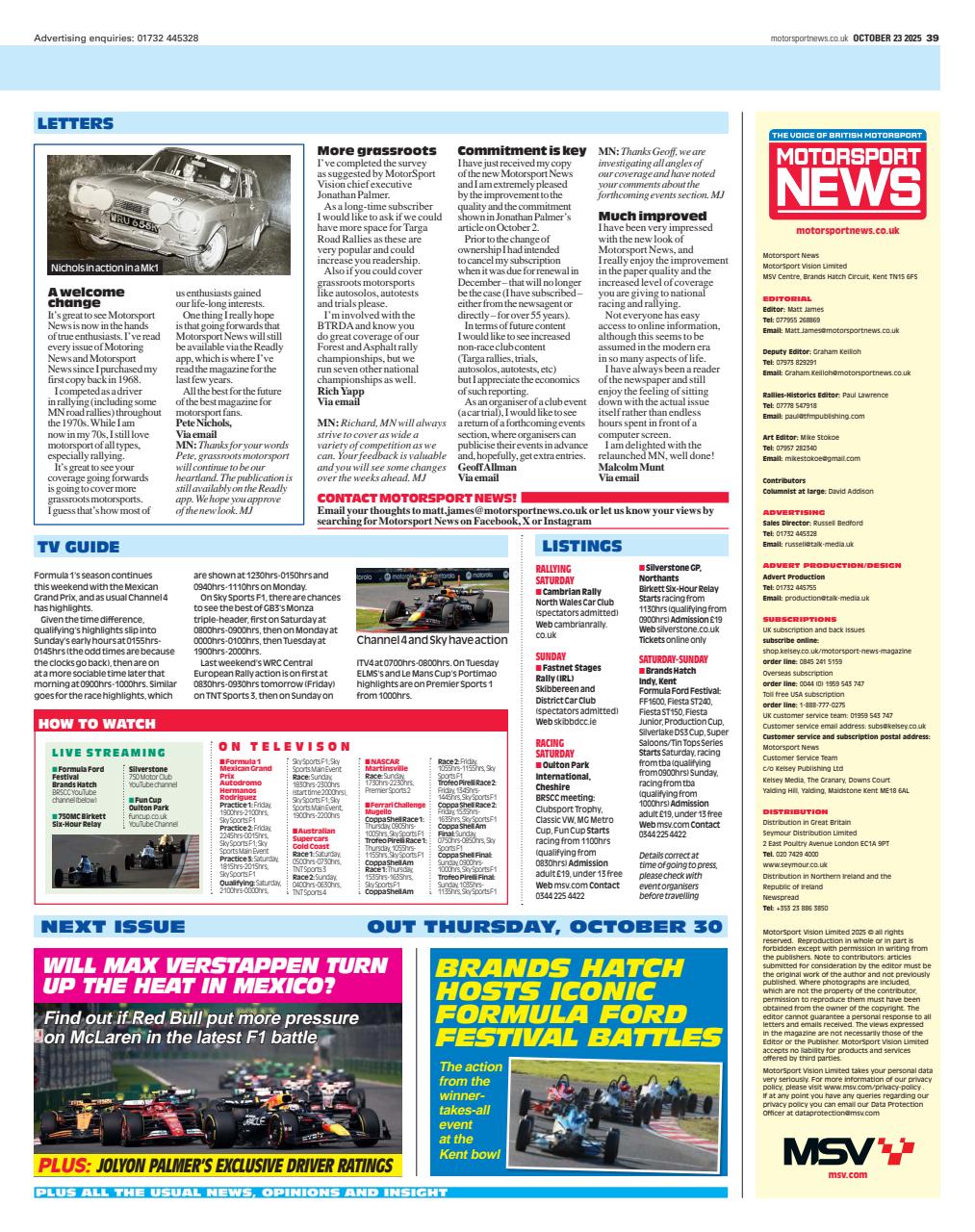 Motorsport News Preview Pages
