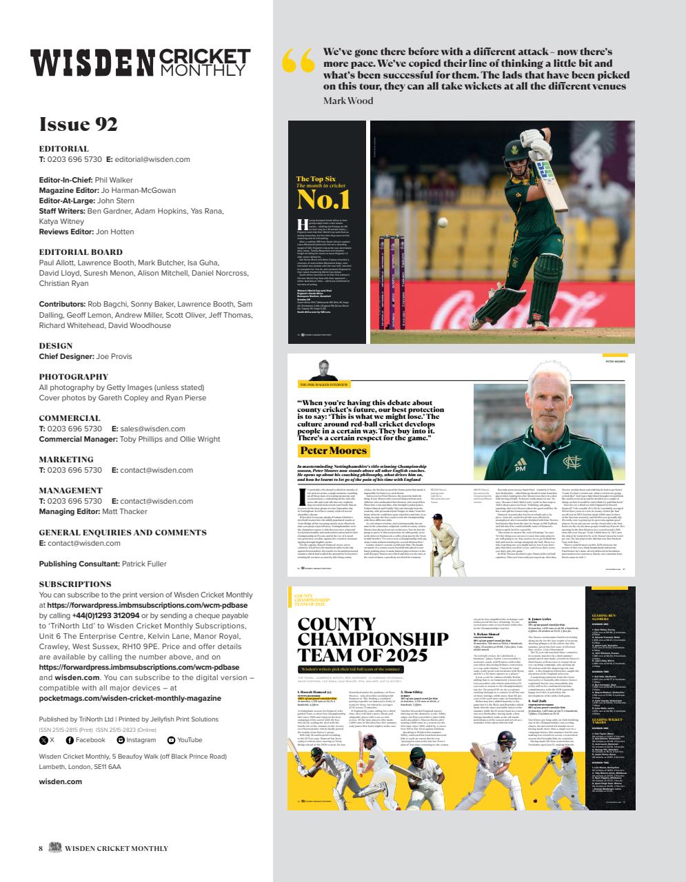Wisden Cricket Monthly Preview Pages