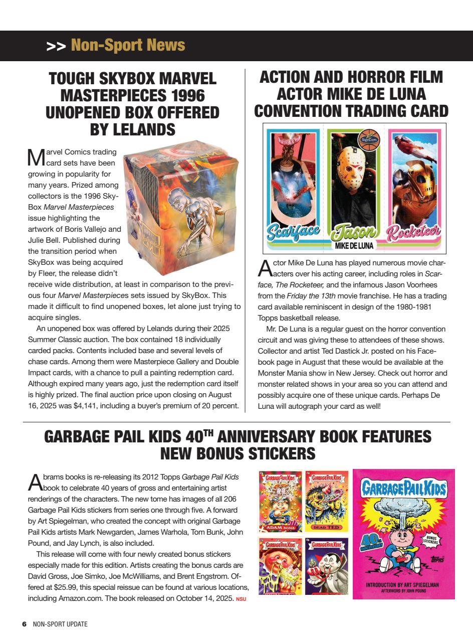 Non-Sport Update Magazine Preview Pages