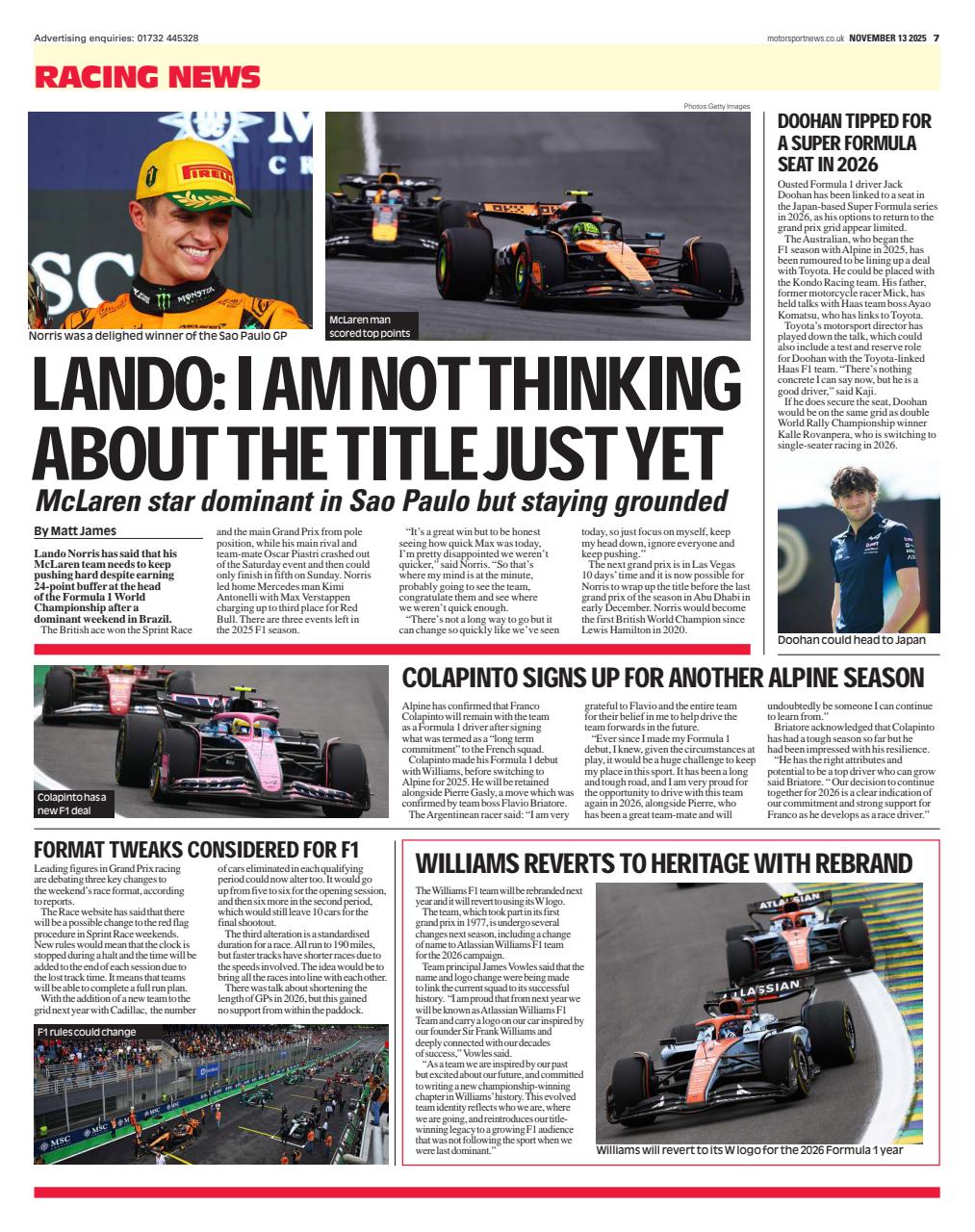 Motorsport News Preview Pages