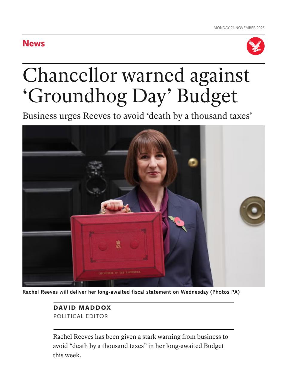 The Independent Daily Edition Newspaper Preview Pages