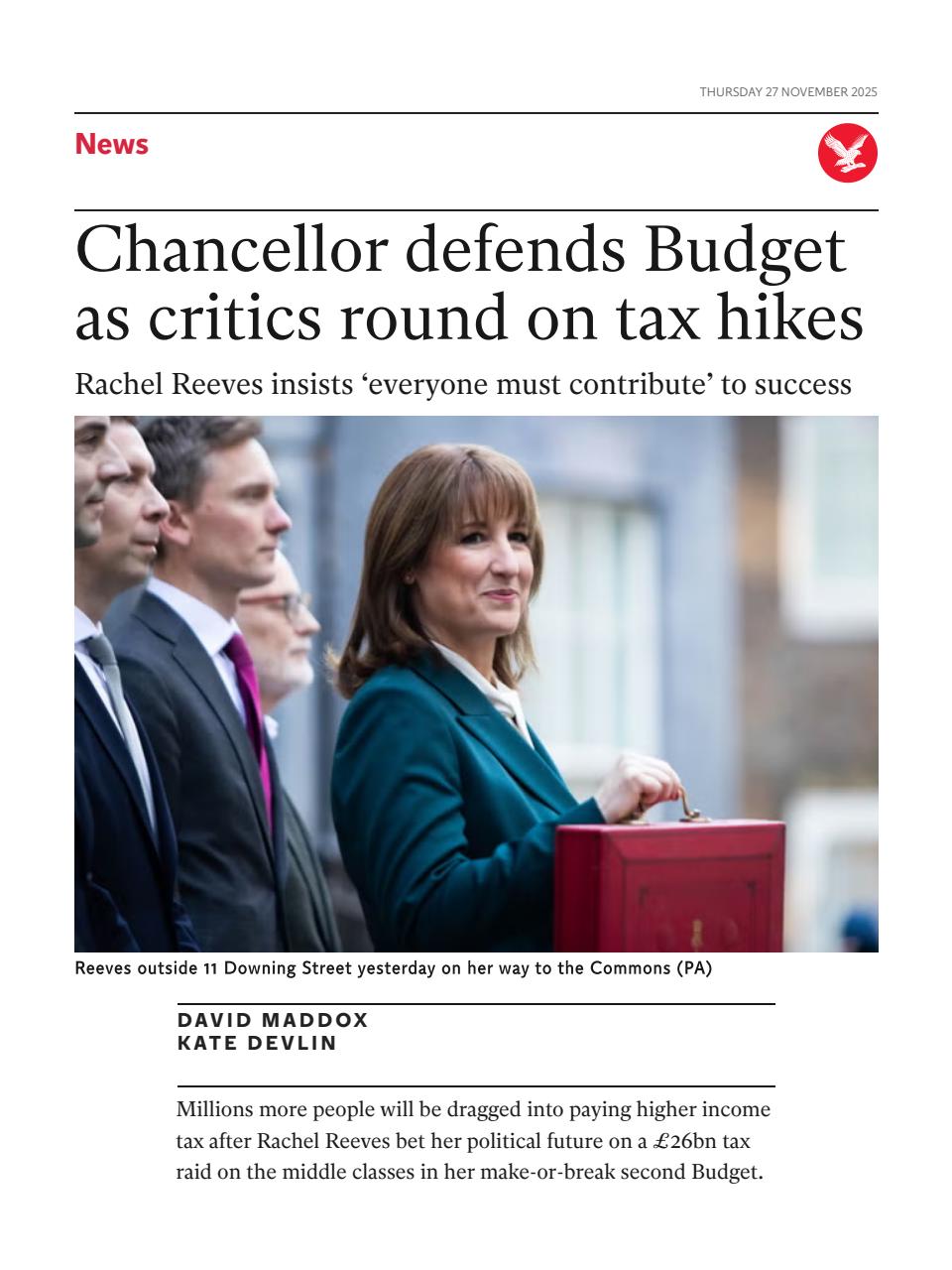 The Independent Daily Edition Newspaper Preview Pages