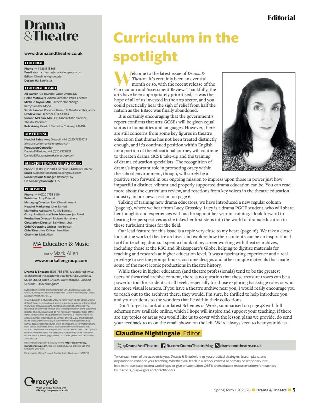 Drama and Theatre Preview Pages