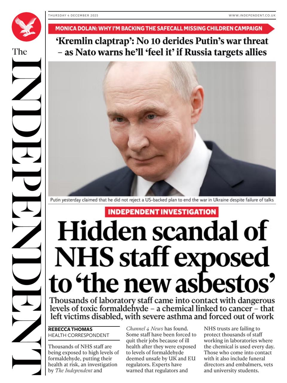 The Independent Daily Edition Newspaper Preview Pages