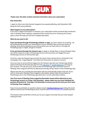 Gunmart issue Important Notice