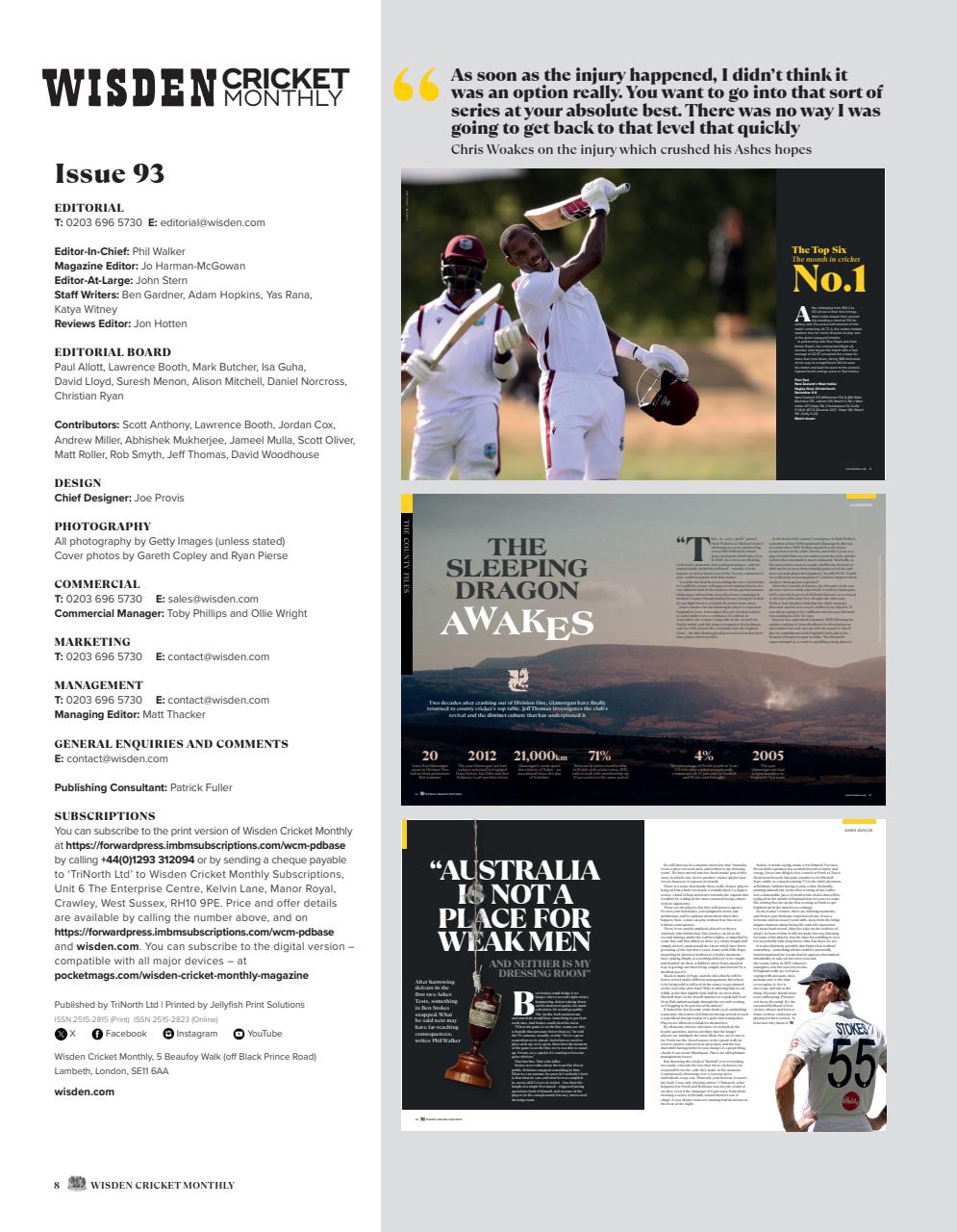 Wisden Cricket Monthly Preview Pages