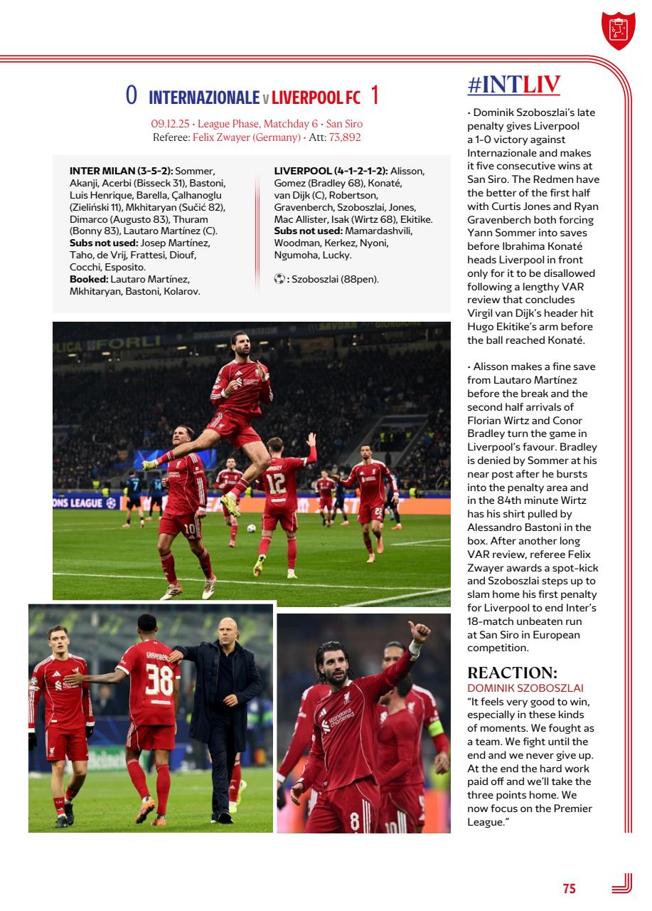 Liverpool FC Programmes Preview Pages