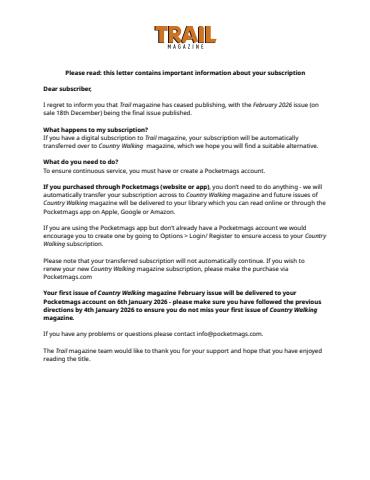 Trail issue Important Notice