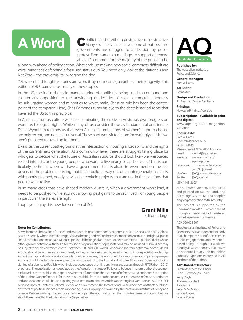 AQ: Australian Quarterly Preview Pages