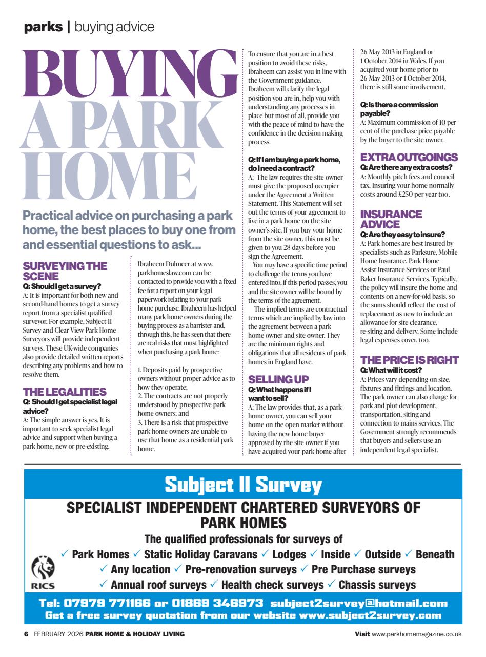 Park Home & Holiday Living Preview Pages