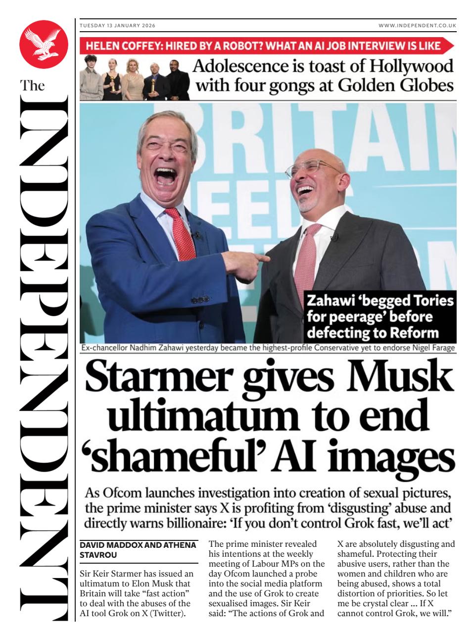 The Independent Daily Edition Newspaper Preview Pages