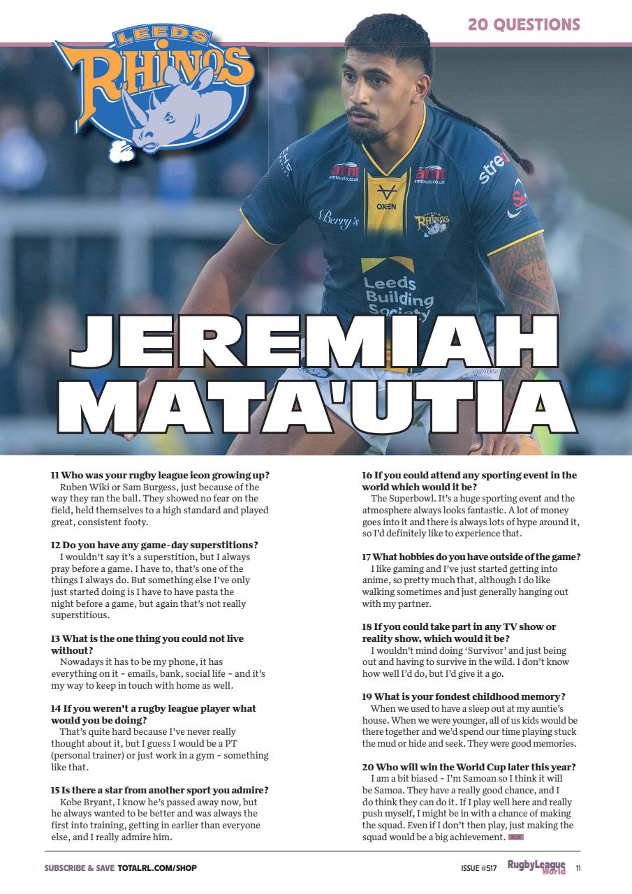 Rugby League World Preview Pages