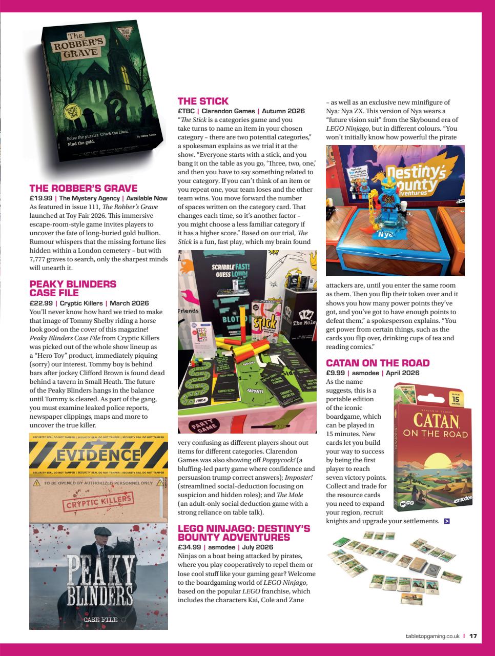 Tabletop Gaming Preview Pages