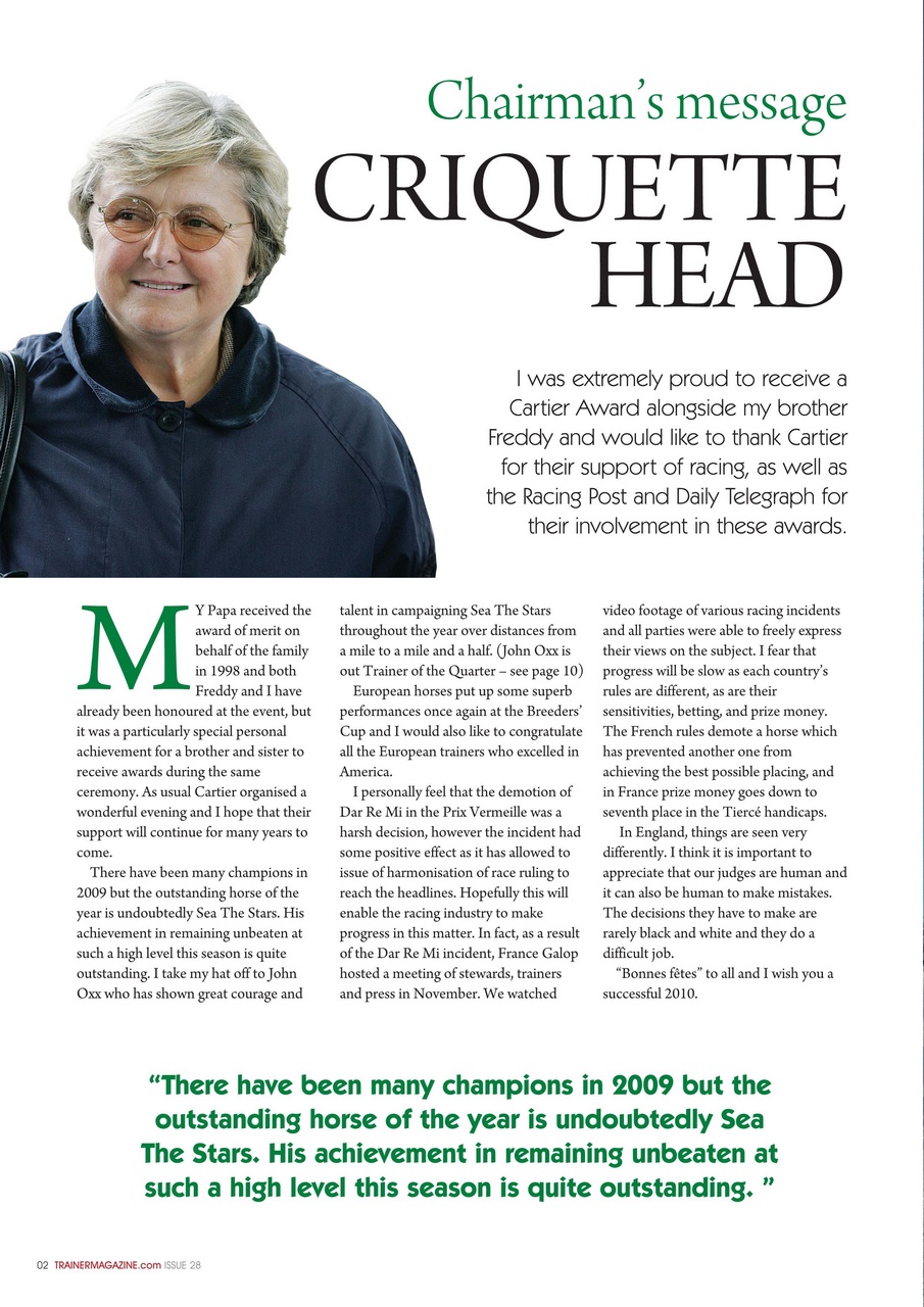 European Trainer Magazine - horse racing Preview Pages
