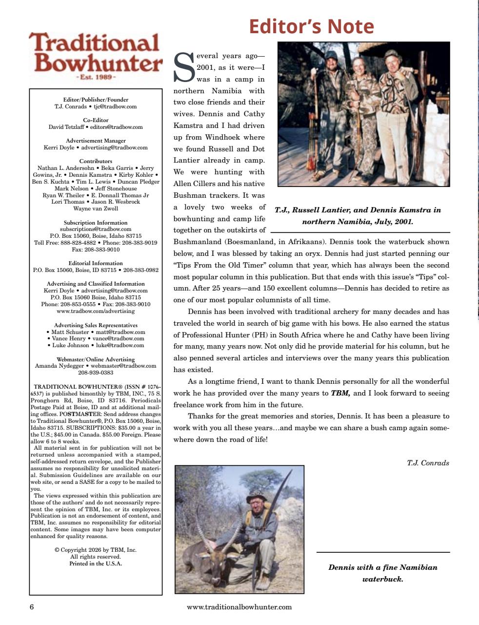 Traditional Bowhunter Magazine Preview Pages