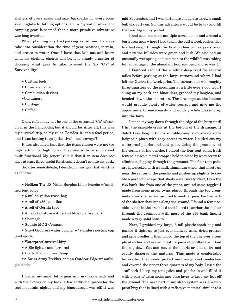 Traditional Bowhunter Magazine Preview Pages