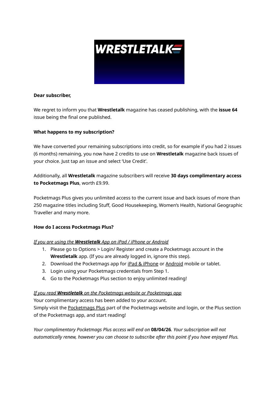 Wrestletalk Magazine Preview Pages