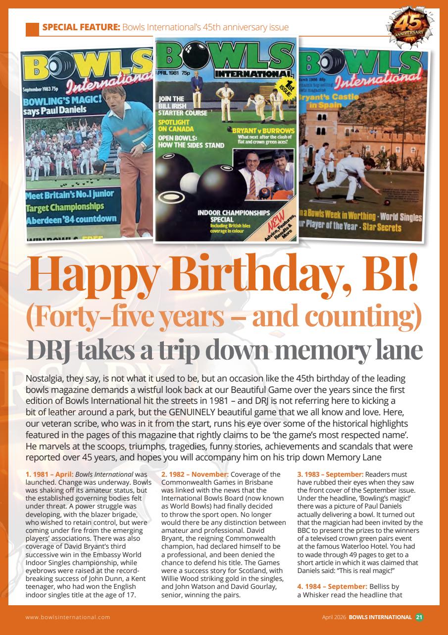 Bowls International Preview Pages