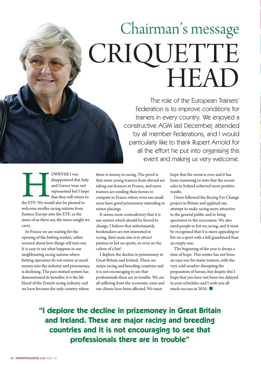 European Trainer Magazine - horse racing Preview Pages