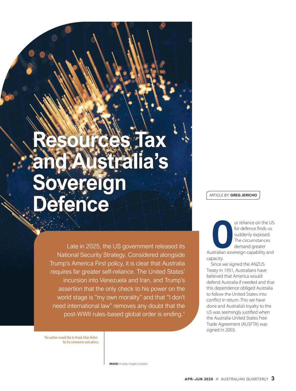 AQ: Australian Quarterly Preview Pages