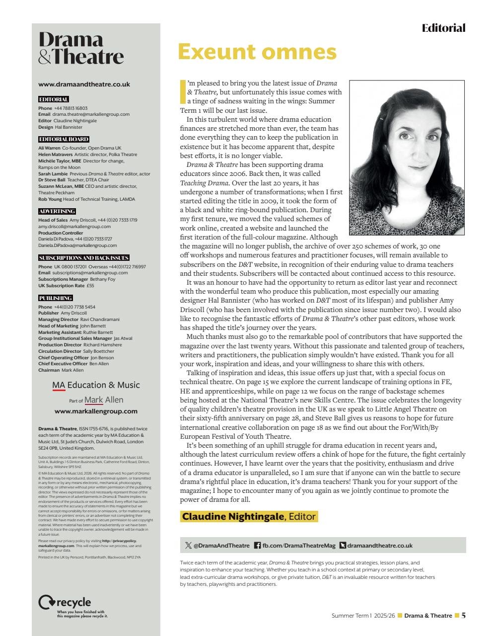 Drama and Theatre Preview Pages