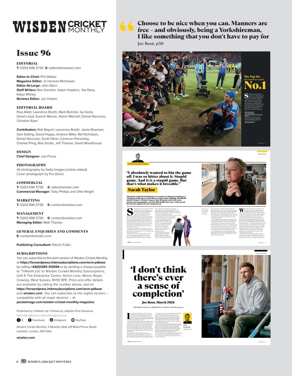 Wisden Cricket Monthly Preview Pages