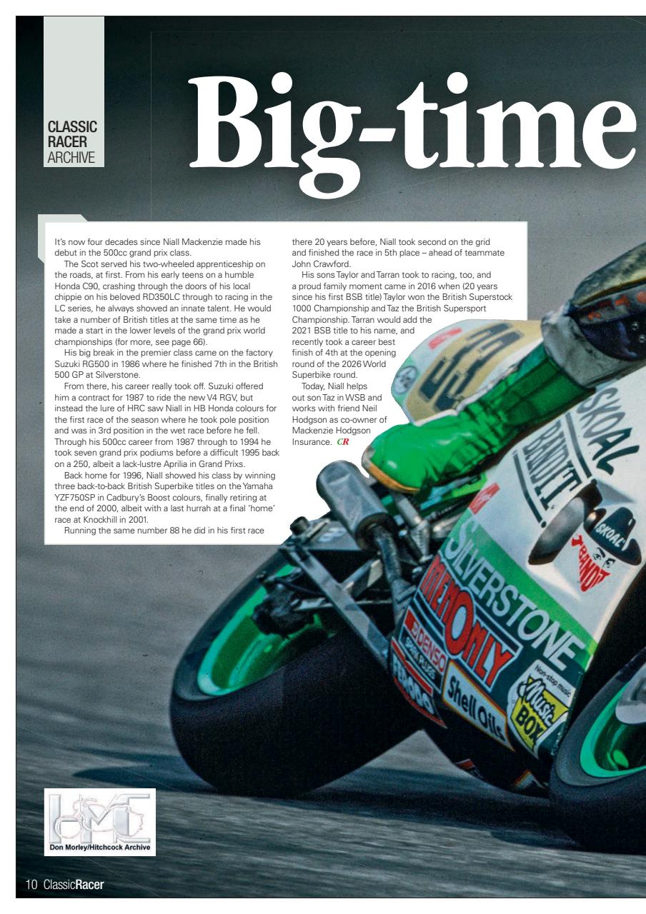 Classic Racer Preview Pages