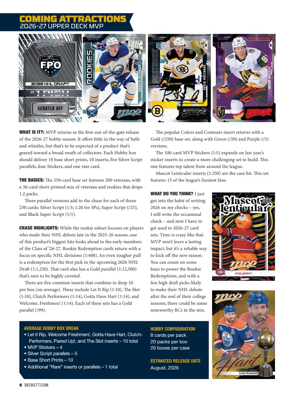 Beckett Hockey Magazine Preview Pages
