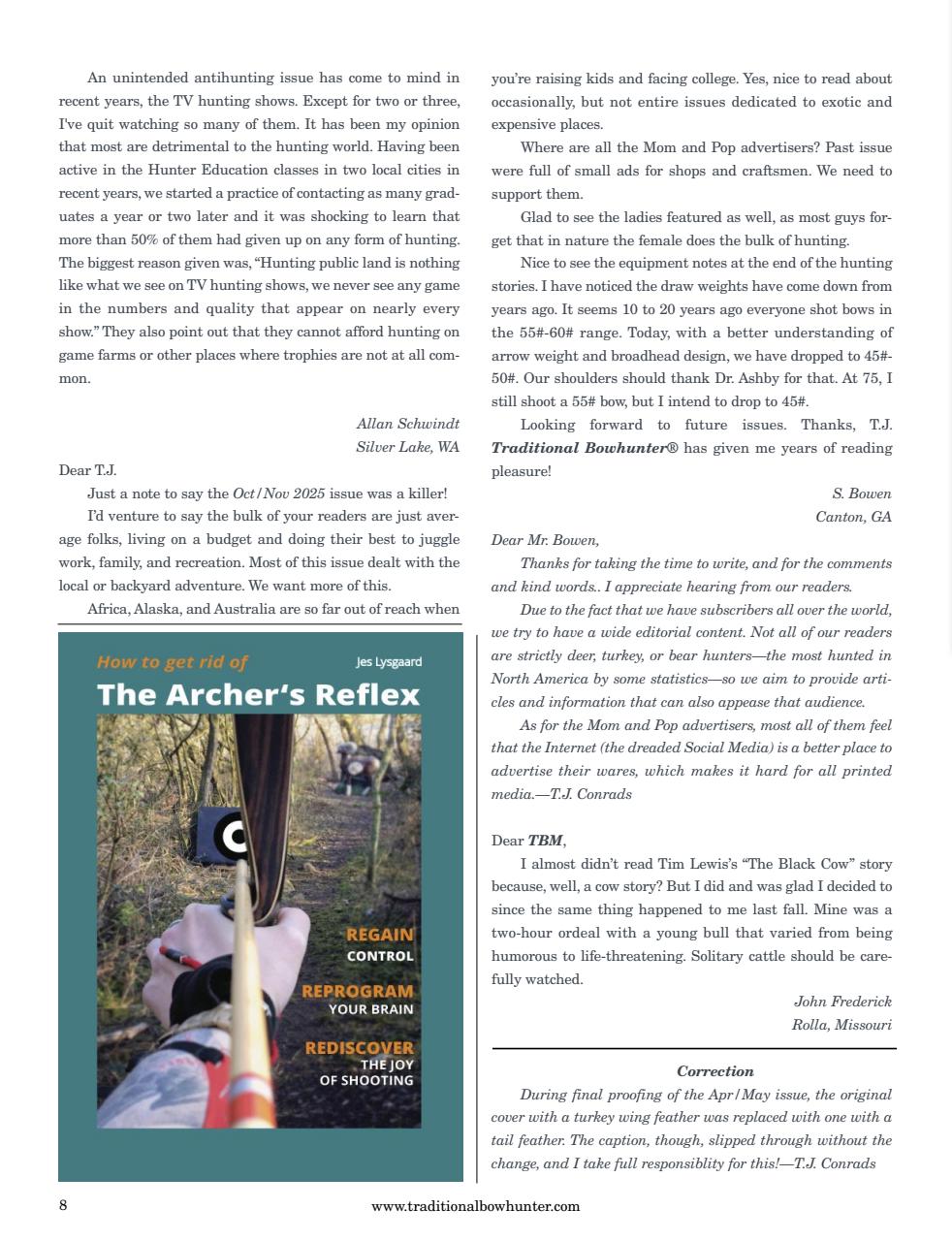 Traditional Bowhunter Magazine Preview Pages