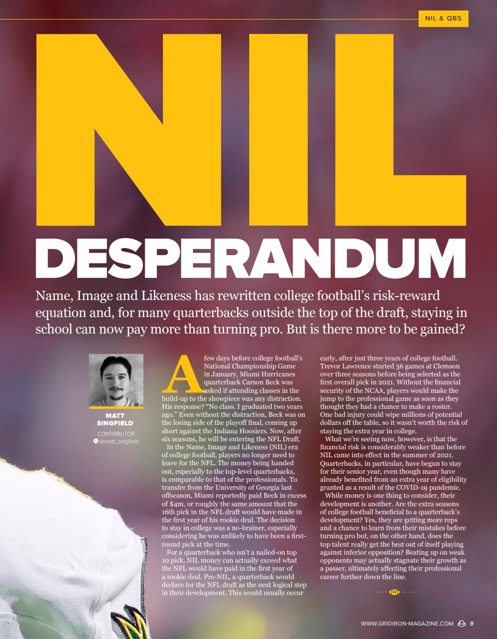 Gridiron Preview Pages