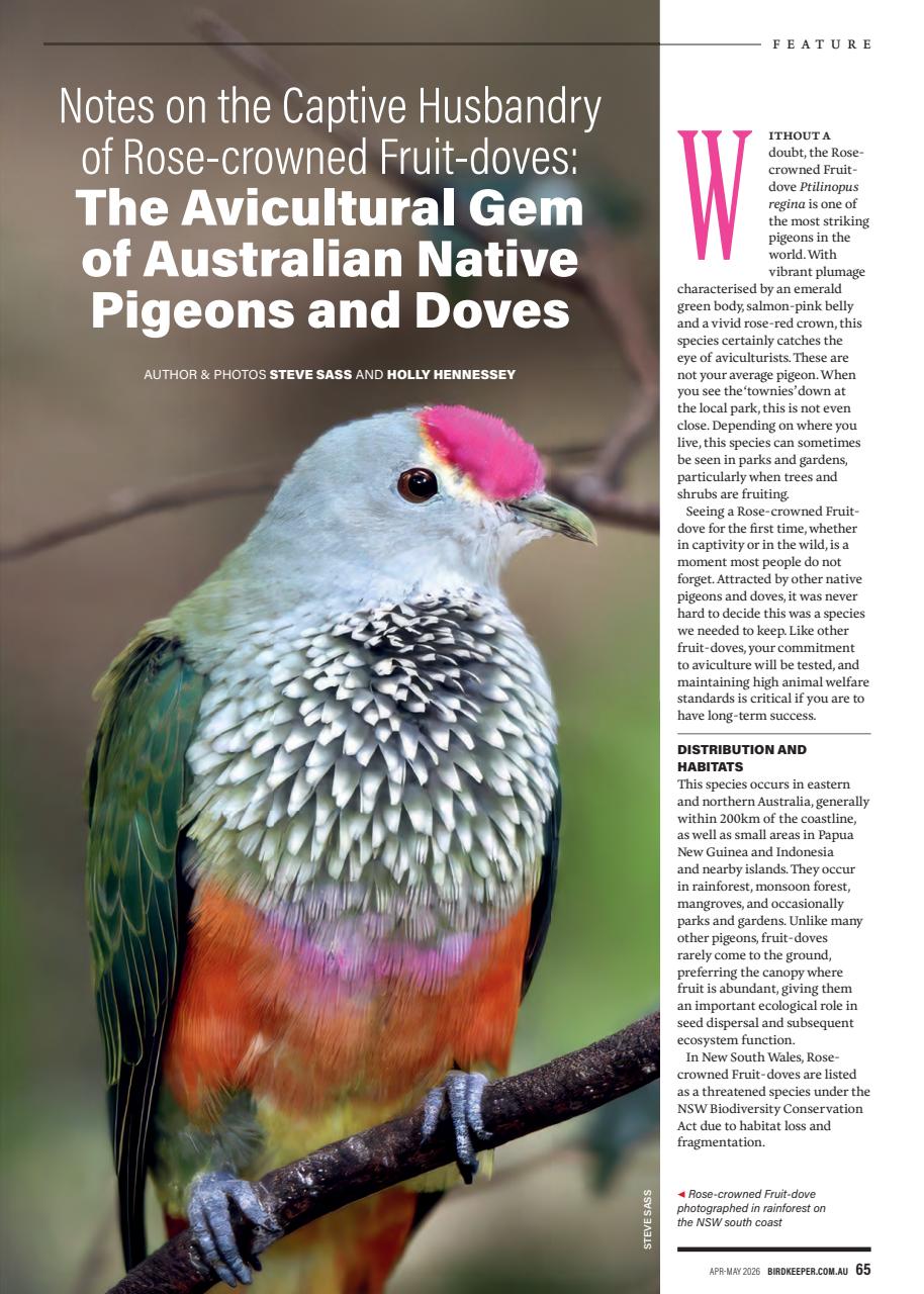 Australian Birdkeeper Magazine Preview Pages