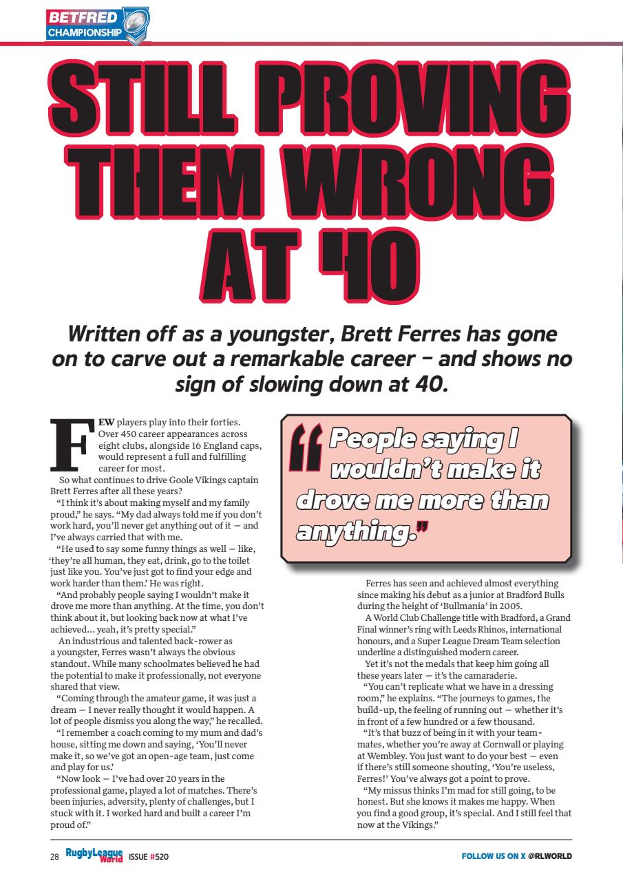 Rugby League World Preview Pages