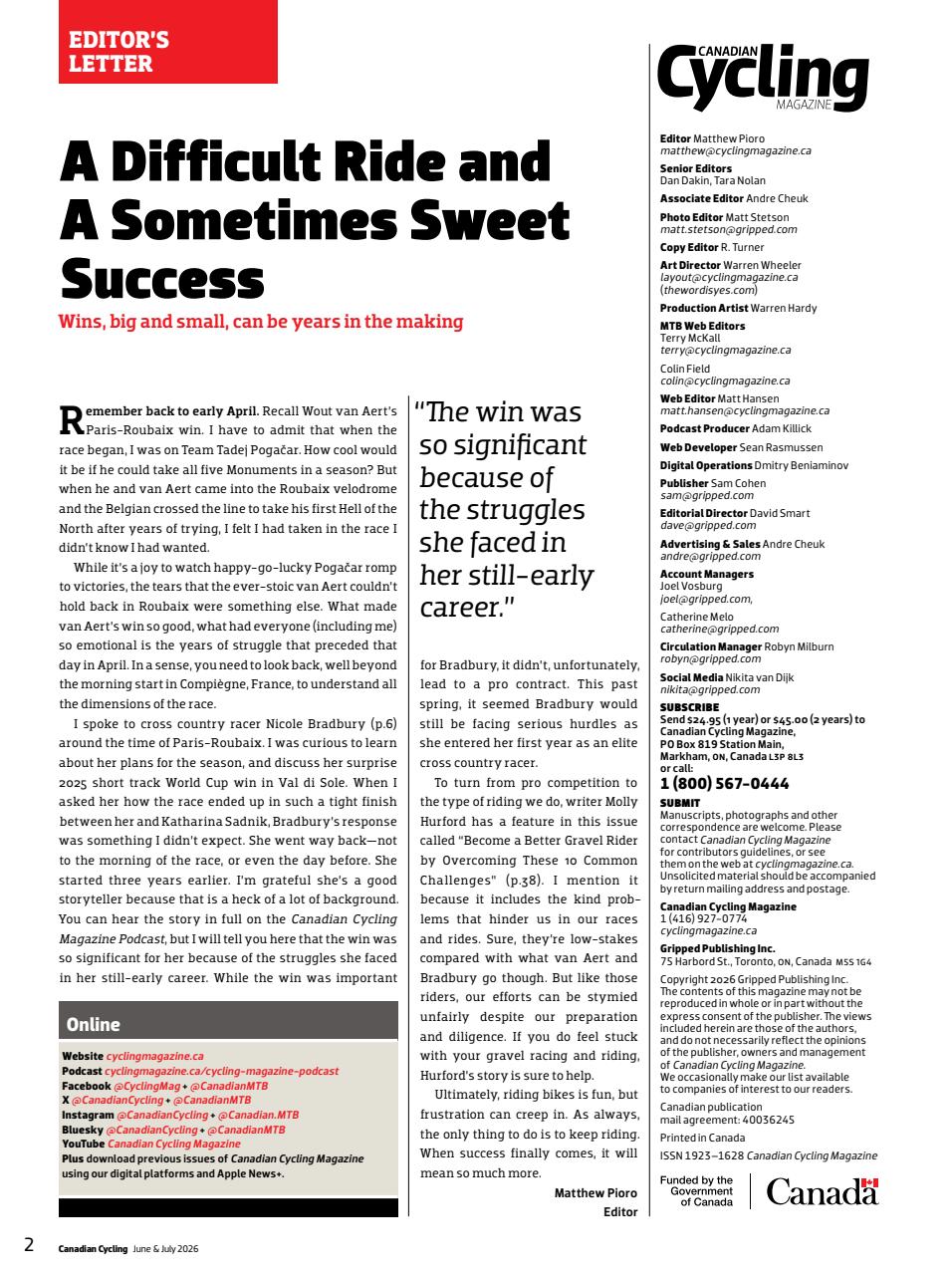 Canadian Cycling Magazine Preview Pages