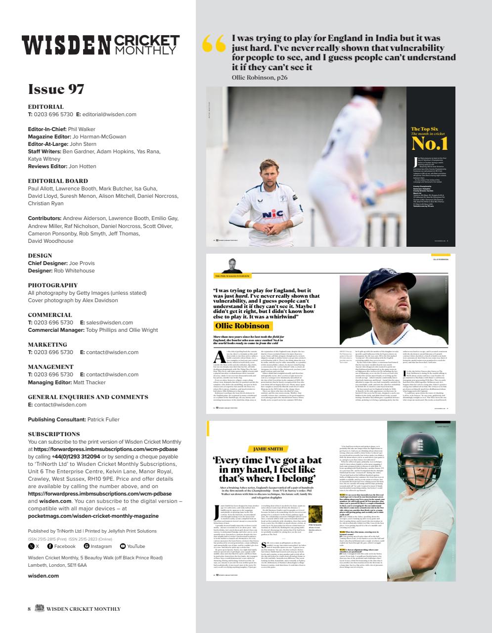 Wisden Cricket Monthly Preview Pages