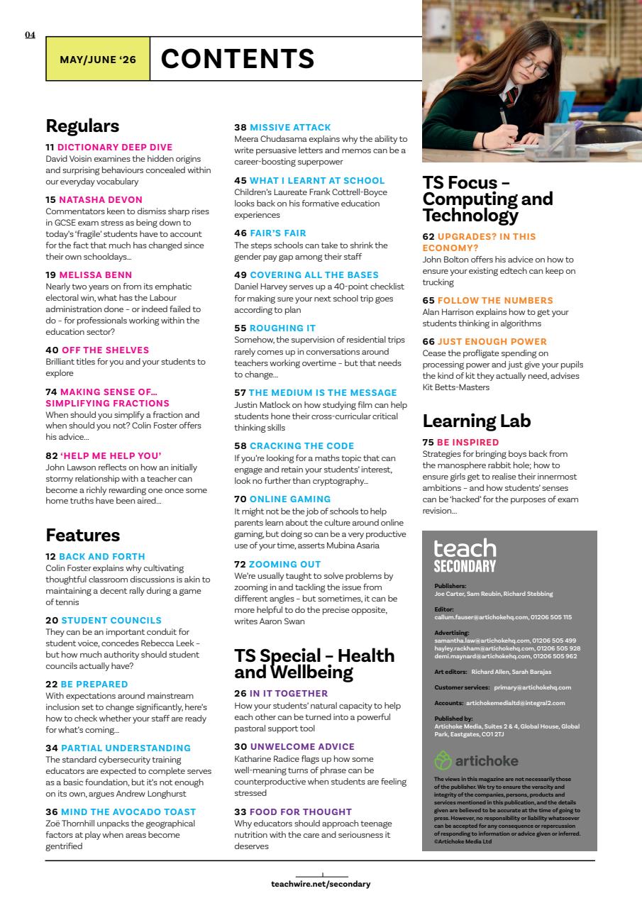 Teach Secondary Preview Pages