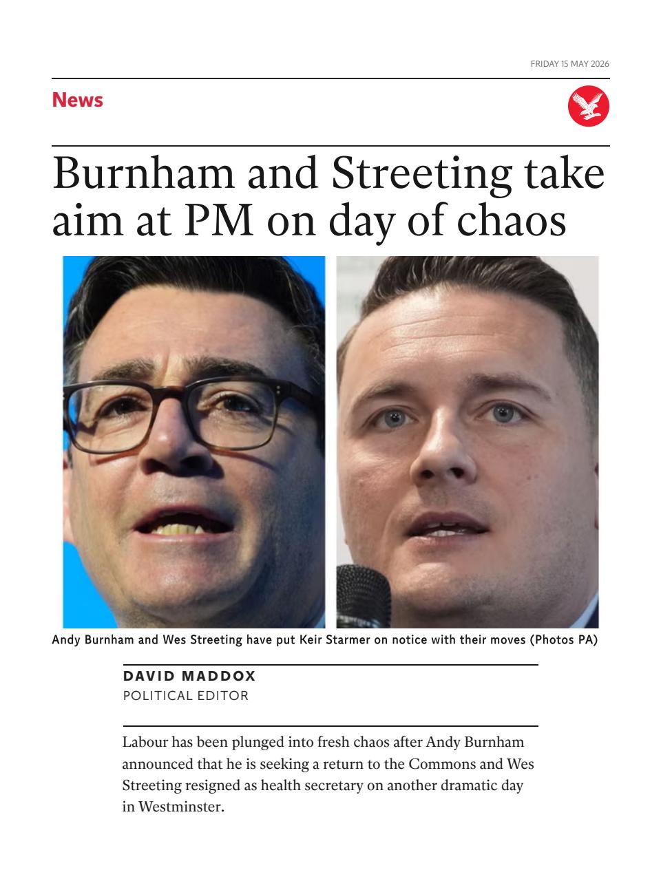 The Independent Daily Edition Newspaper Preview Pages