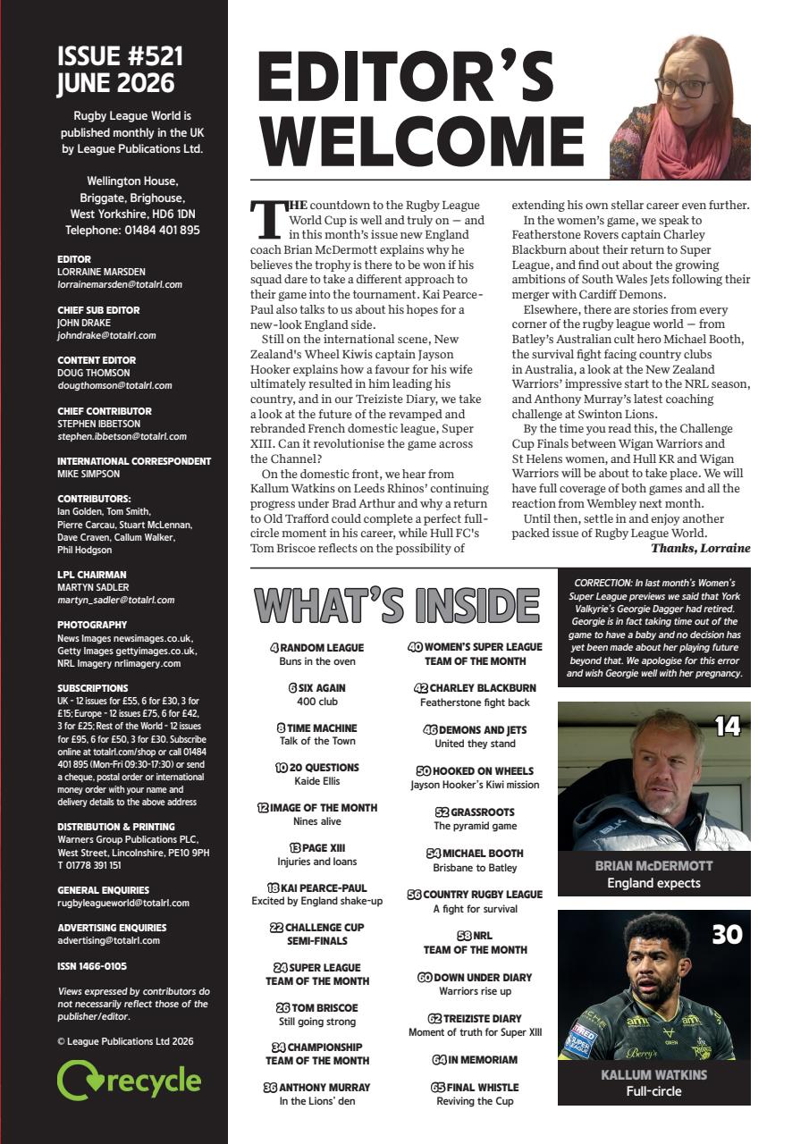 Rugby League World Preview Pages