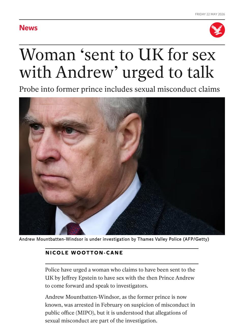 The Independent Daily Edition Newspaper Preview Pages