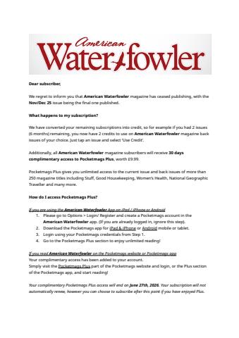 American Waterfowler issue Important Information