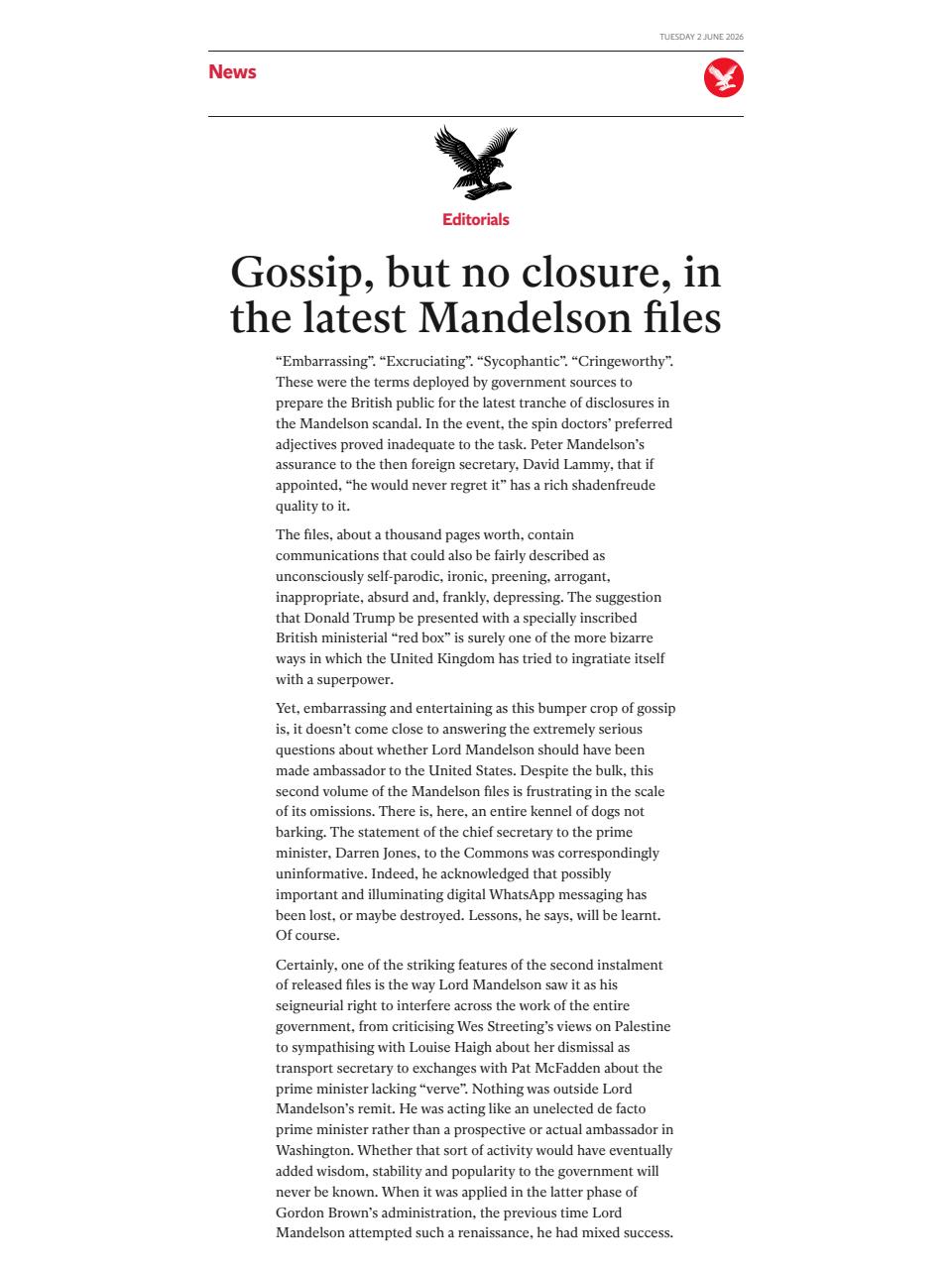 The Independent Daily Edition Newspaper Preview Pages