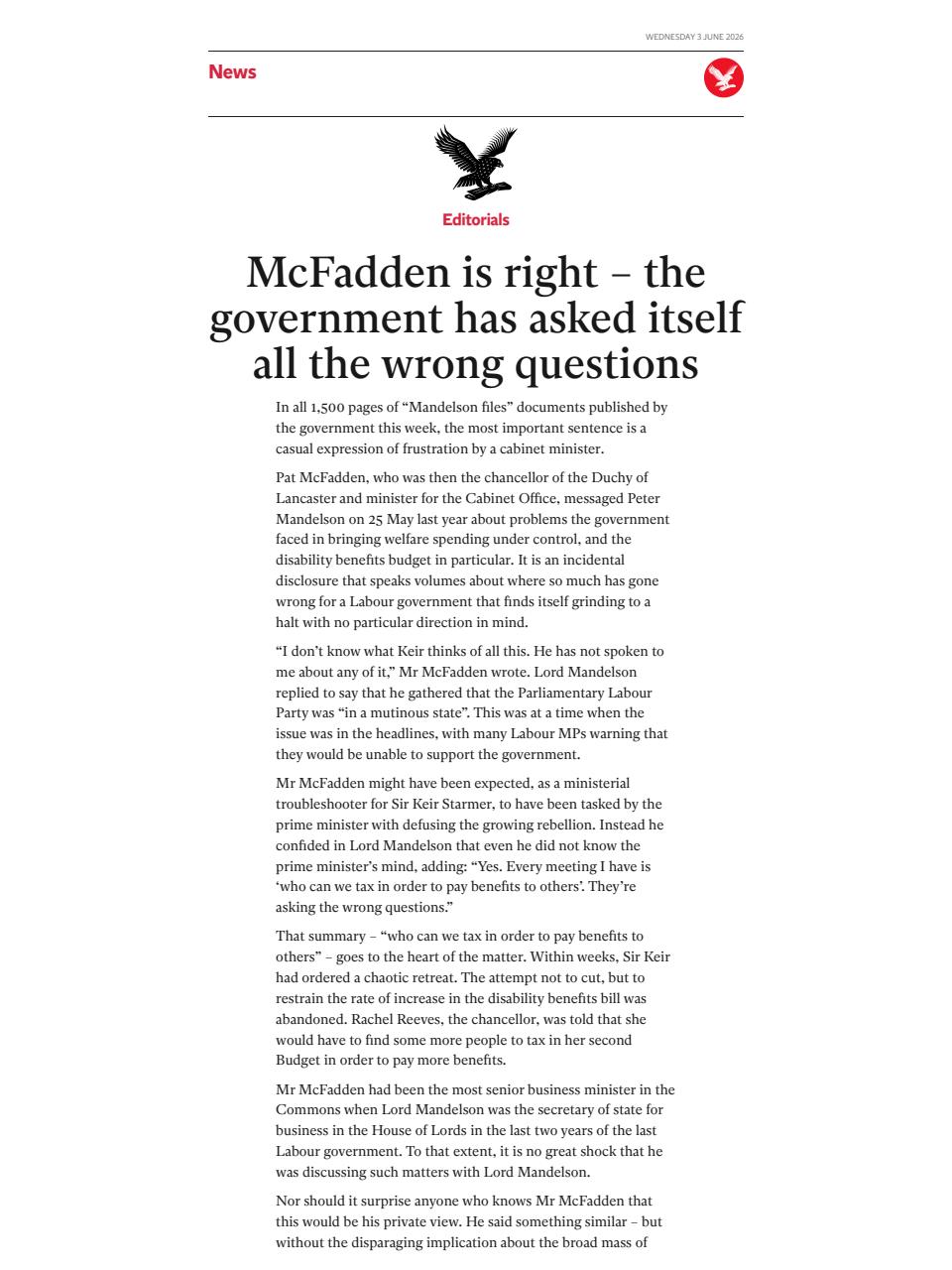 The Independent Daily Edition Newspaper Preview Pages